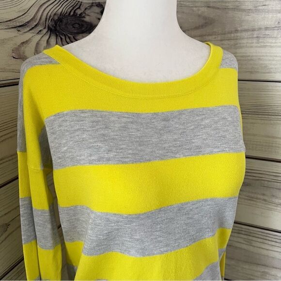 Express Yellow & Grey Striped Lightweight Sweater - Picture 2 of 6